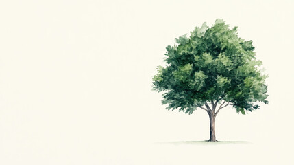 Obraz premium Isolated Green Tree on White Background in Watercolor Style