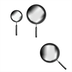 2d render magnifying glass set illustration.
