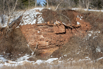An exposed rock ledge