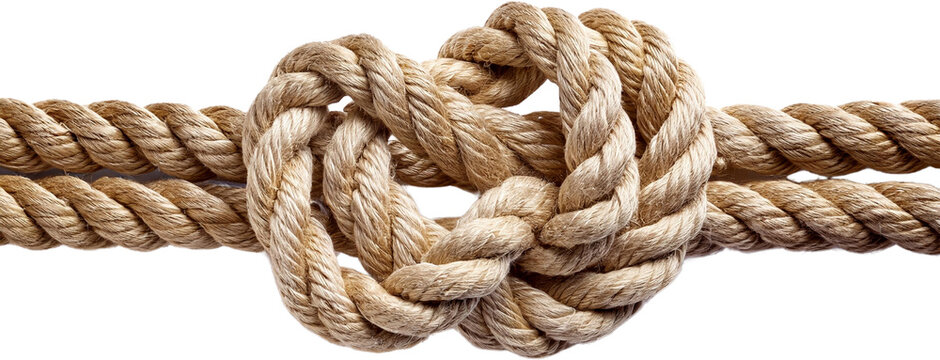 Thick Natural Fiber Rope Knot Tied Nautical Knot Strong Durable Closeup Texture