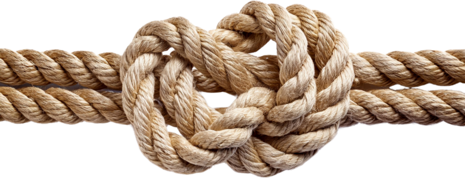 Thick Natural Fiber Rope Knot Tied Nautical Knot Strong Durable Closeup Texture