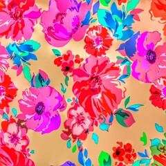 Multi flower and leaf digital shirt design 