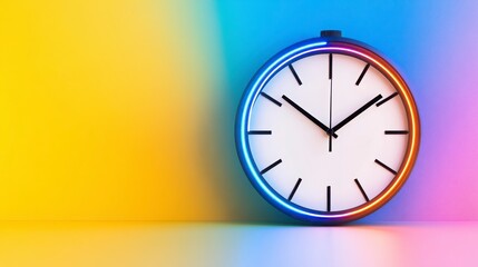 Colorful Clock with Gradient Background and Modern Design Elements