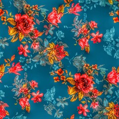 Multi flower and leaf digital shirt design 
