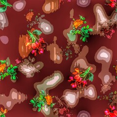 Multi flower and leaf digital shirt design 