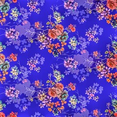 Multi flower and leaf digital shirt design 