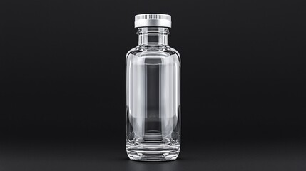 Clear glass bottle, studio shot, black background, product mockup