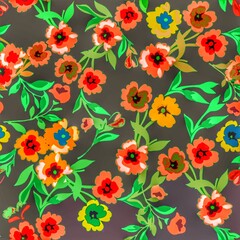 Multi flower and leaf digital shirt design 