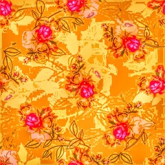 Multi flower and leaf digital shirt design 