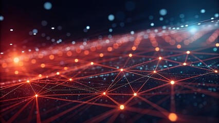  Abstract Network Connections with Glowing Points and Lines
