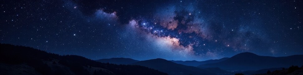 Vast, inky black expanse, bright constellations visible , nebula, heavens, astrophysics