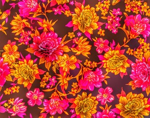 Multi flower and leaf digital shirt design 