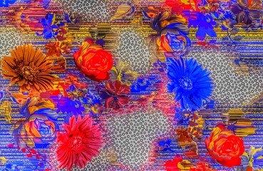 Multi flower and leaf digital shirt design 