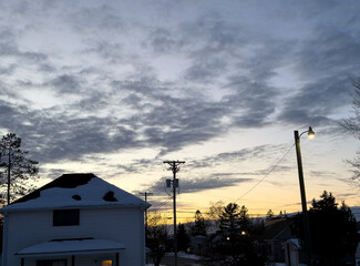 Fototapeta premium A wintertime sunset in the small town