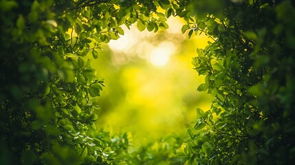Obraz premium Lush Green Foliage Frame with Bright Sunlight