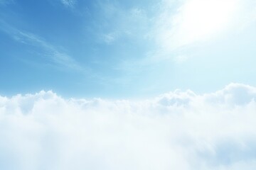 Fototapeta premium Beautiful blue sky with white clouds in the background. Soft clouds in the clear sky. White fluffy clouds on a sunny day. Blue sky with a white cloud abstract background. Stock photo, copy space,