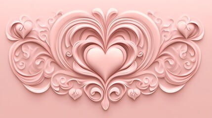 Elegant Pink Heart Floral Design Ornament
