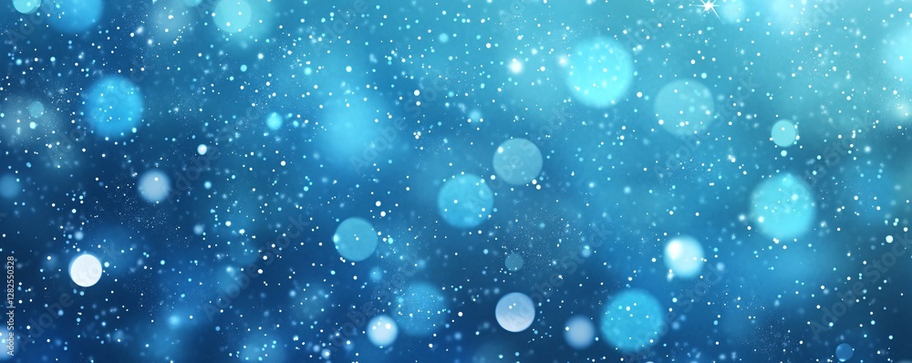 Poster sparkling blue bokeh lights creating festive christmas background