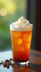 Iced tea, coffee, cream, ice, refreshing beverage, cream, beverage