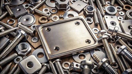 Industrial metal plates with bolts and nuts