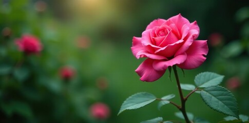 Rosa floreciendo en un jard?n despu?s de una lluvia intensa, rosa, flores