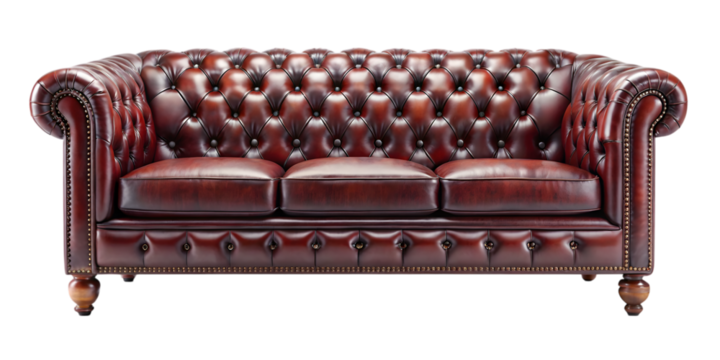 Elegant Chesterfield Sofa: An elegant chesterfield sofa, showcasing classic design, button tufting, rolled arms, and rich leather upholstery, offering a timeless addition to any living space.