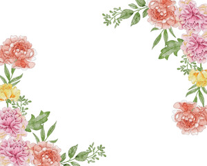 Vintage Peony Watercolor Flower Border