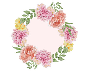Vintage Peony Watercolor Flower Wreath