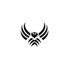 wings owl head vector illustration logo 