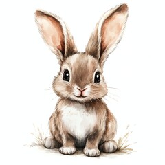 Obraz premium Adorable baby bunny with big ears design for T-shirt POD print on demand on white background