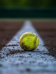 Softball on baseball field, focused, sport, action