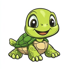 Obraz premium Cartoon turtle with a happy face design for T-shirt POD print on demand on white background