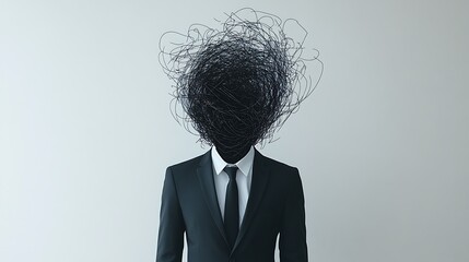 A Businessman With Intricate Scribbles Replacing Their Head