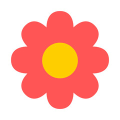 flower icon, red floral simple, emoji flower cute, flora sticker