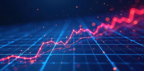 Bold blue line graph on a full page blue grid square pattern , strategy, growth, visual