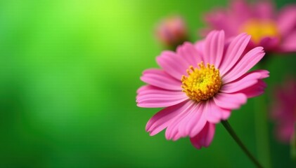 Obraz premium Close-up pink, yellow flowers; green backdrop , colorful, detail