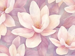 Fototapeta premium Pastel magnolia blossoms close-up, soft background, floral print