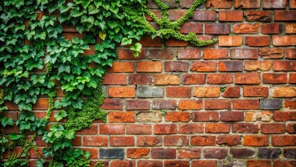 Weathered old red brick wall with ivy and moss growth, wall, weathered,  wall, weathered