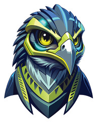 Detailed render of a cybernetic dragon head, featuring sharp, metallic scales and intricate technological details; powerful and menacing expression.