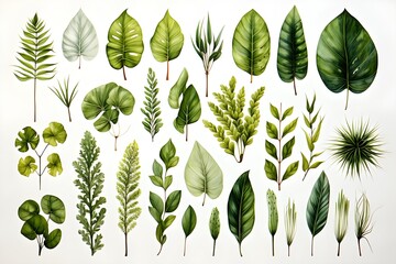 Including a set of leaves, flowers and birds