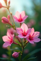 Fototapeta premium Pink behaya flowers swaying gently in the breeze, breeze, flowers