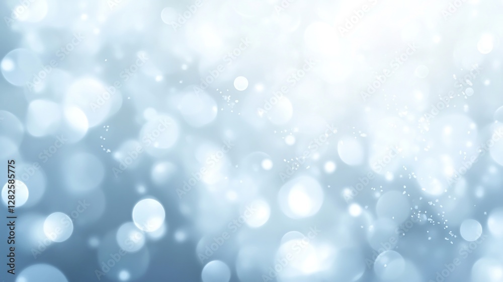 Aufkleber abstract light blue bokeh background with blurred circles and glowing particles.