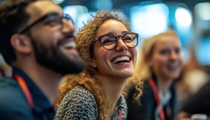 A joyful group of people sharing a light moment, highlighting the warmth of human connections and the beauty of laughter.