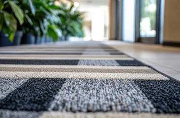 Office hallway entryway mat with plants