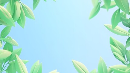 Green Leaves Frame Against a Light Blue Sky