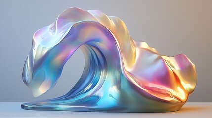 Obraz premium Iridescent flowing sculpture with dynamic curves and vibrant colors
