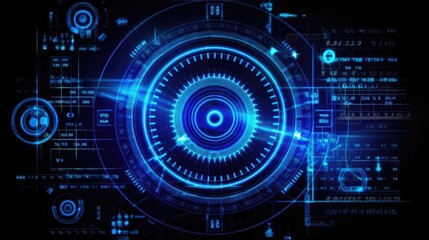 Futuristic Digital Interface with Blue Holographics