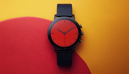 Stylish smartwatch on vibrant backdrop