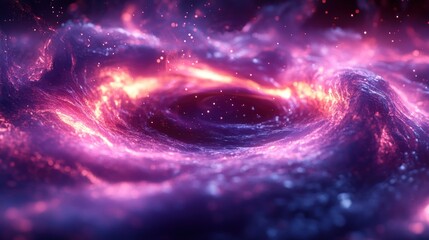 Fototapeta premium Abstract swirling nebula with vibrant pink and purple colors, glowing particles and cosmic dust.