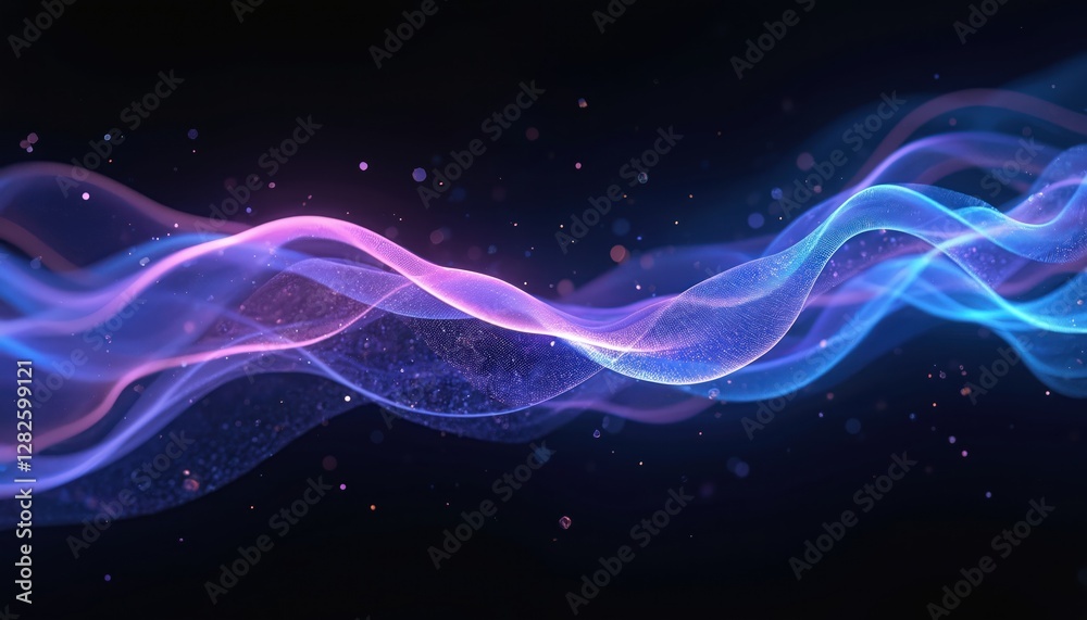 Fototapete flowing abstract energy with vibrant blue, purple hues crafted by ai tech. dynamic curves, motion, d
